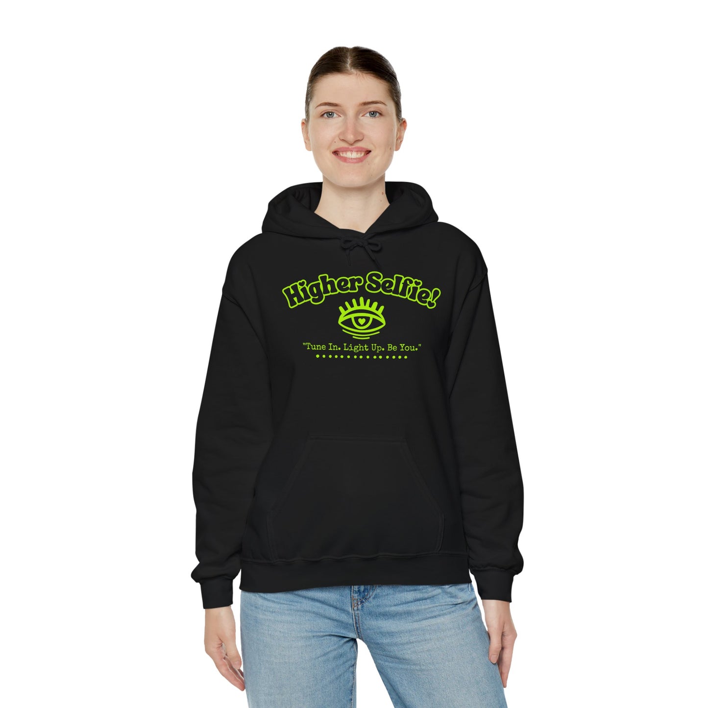 Higher Selfie (Green). Hooded Sweatshirt