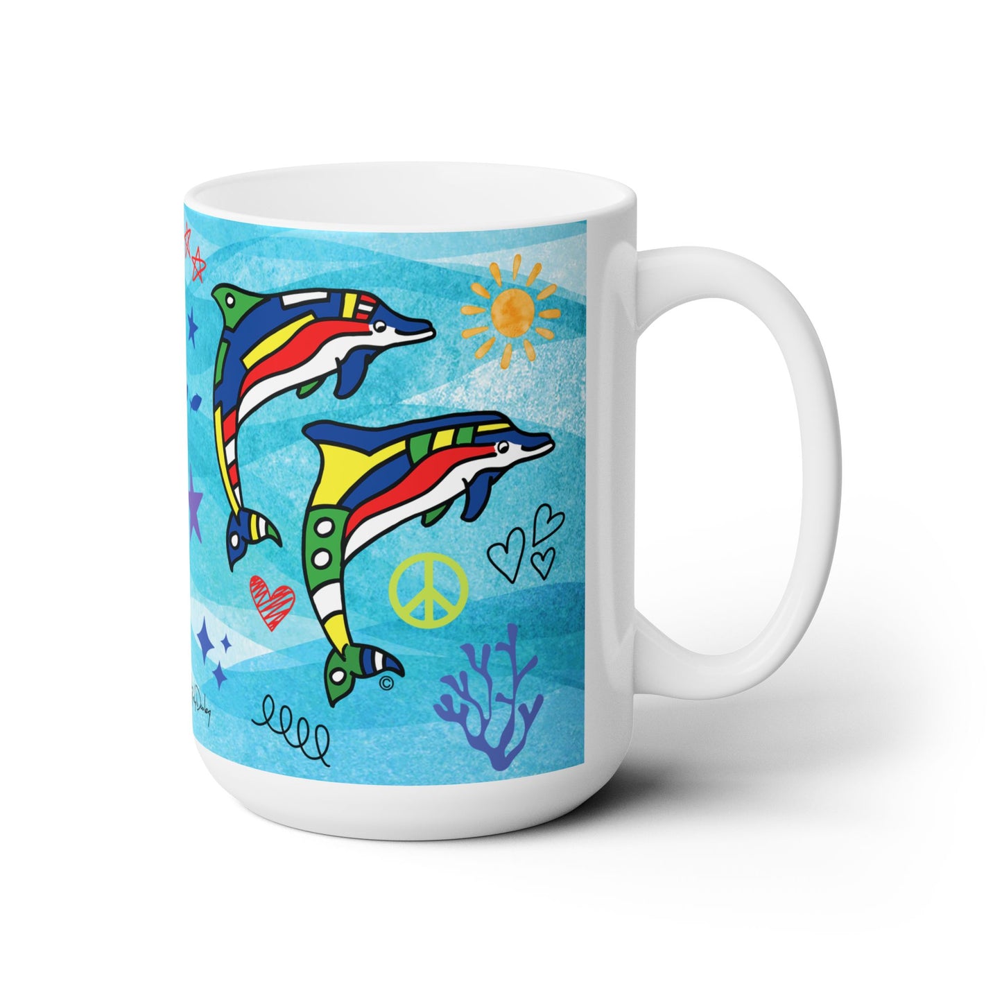 2 Dolphins Mug 15oz