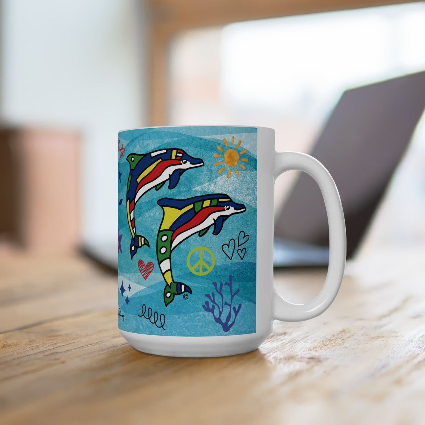 2 Dolphins Mug 15oz