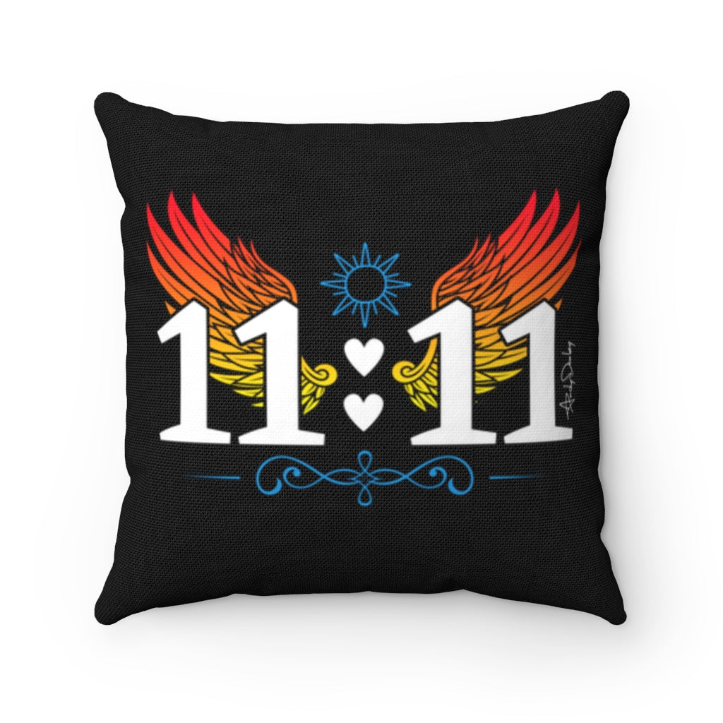 11:11 Angel Wings Spun Polyester Square Pillow